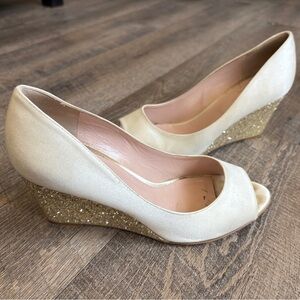 Kate Spade Cream Wedges with Gold Glitter Heel